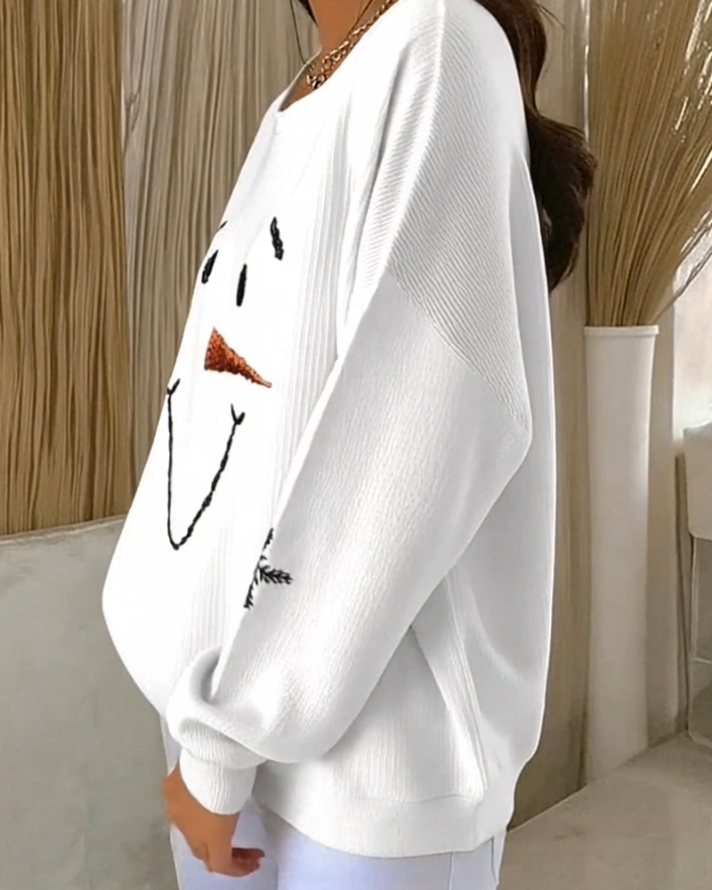 Luvtröja Snögubbe Printed Round Neck