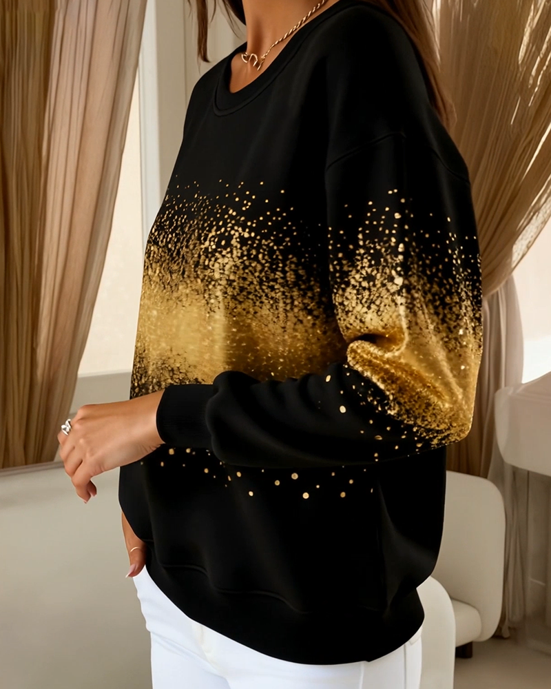 Fashionable Luv Sweater with Rounded Neck and Gradient Design