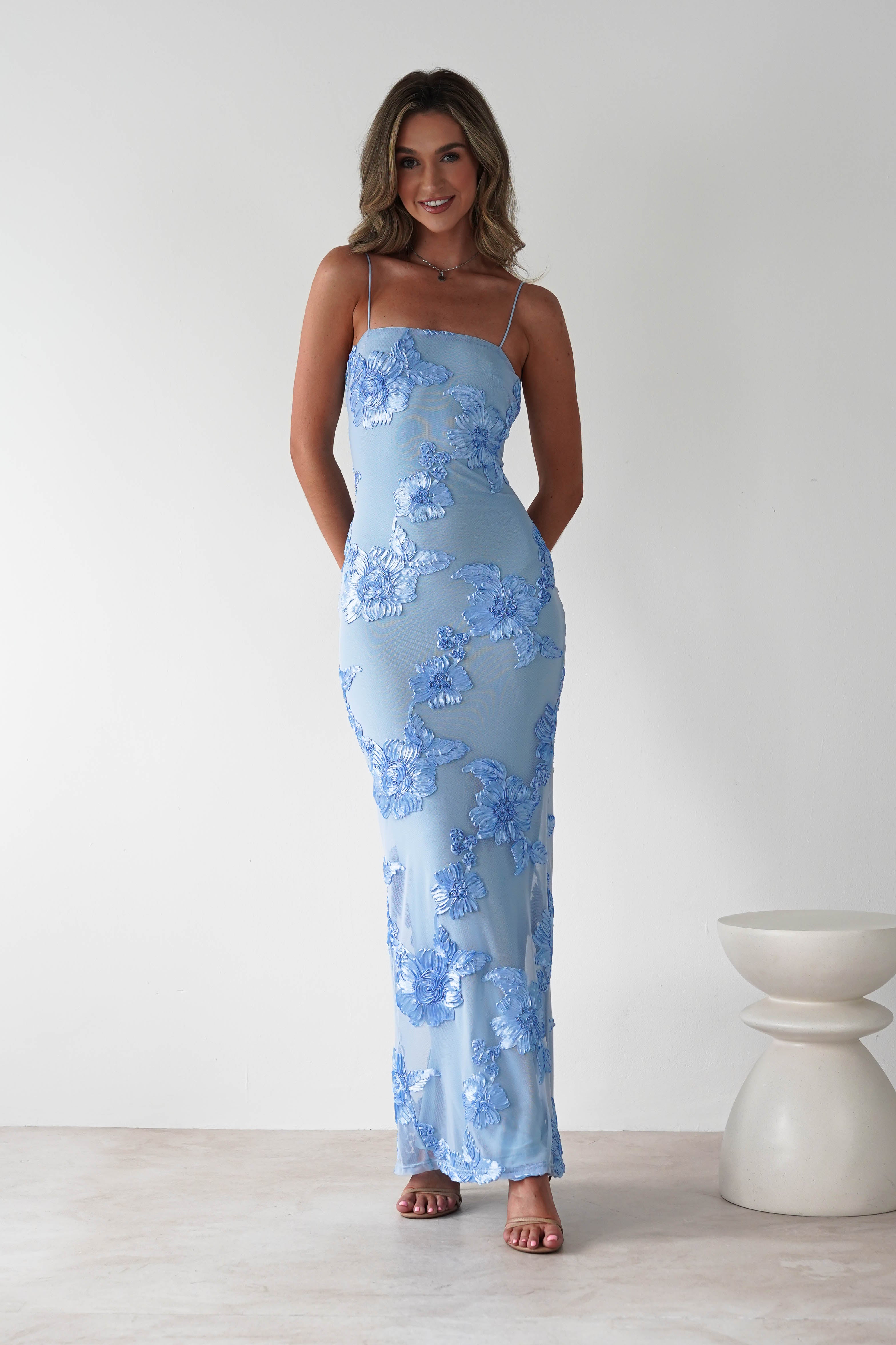 Alvana Floral Appliqué Maxi Dress