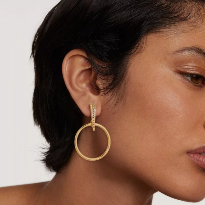 Elegant Gold Plated Round Paperclip Earrings - Megan