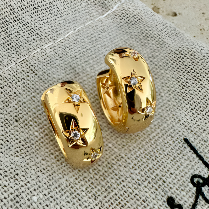 Elegant Chunky Sterling Zircon Hoop Earrings - Angela for a Stylish Appearance