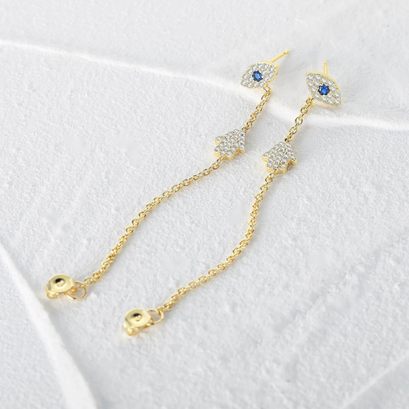 Deanna Eye Hamsa Hand Palm Bedel Earrings