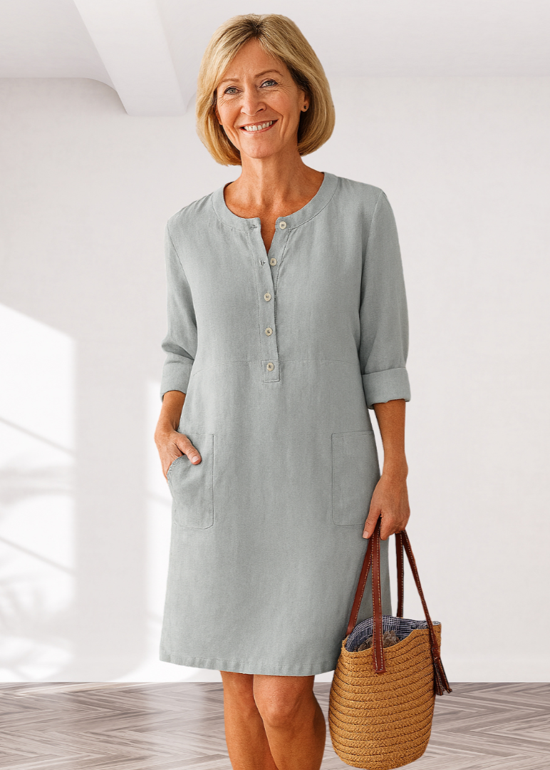 Casual Comfort Button Shirt Dress