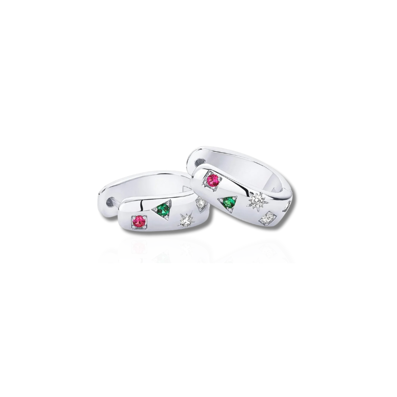 Jade Chunky Multicolor Cubic Zirconia Huggie Earrings for a Bold Look