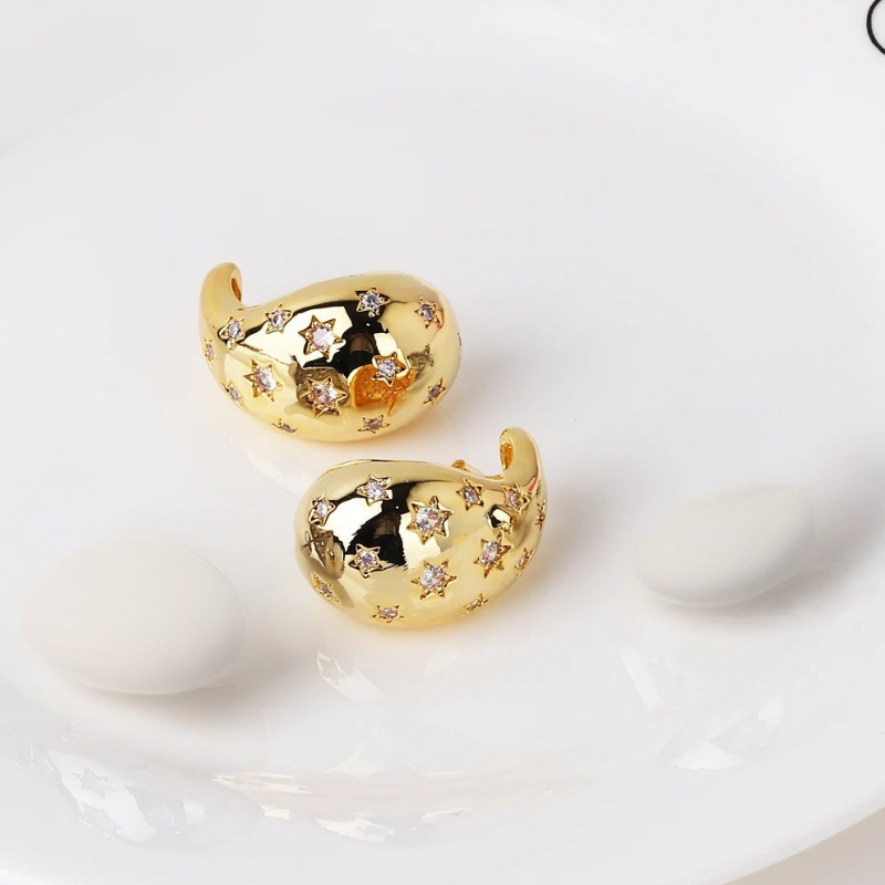 Chic Elegant Drop-Shaped Earrings with Star Zircon Studs - Eugenia