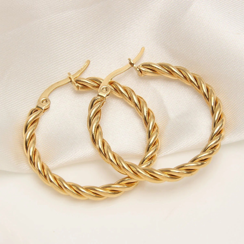 Elegant Dark Gold Hoop Earrings - Celeste for Timeless Style