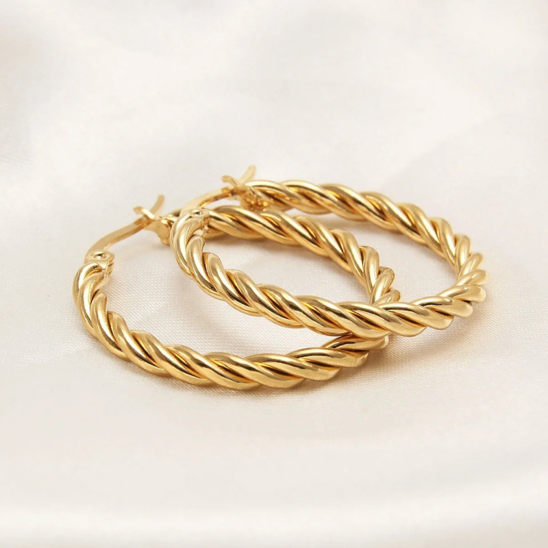 Elegant Dark Gold Hoop Earrings - Celeste for Timeless Style