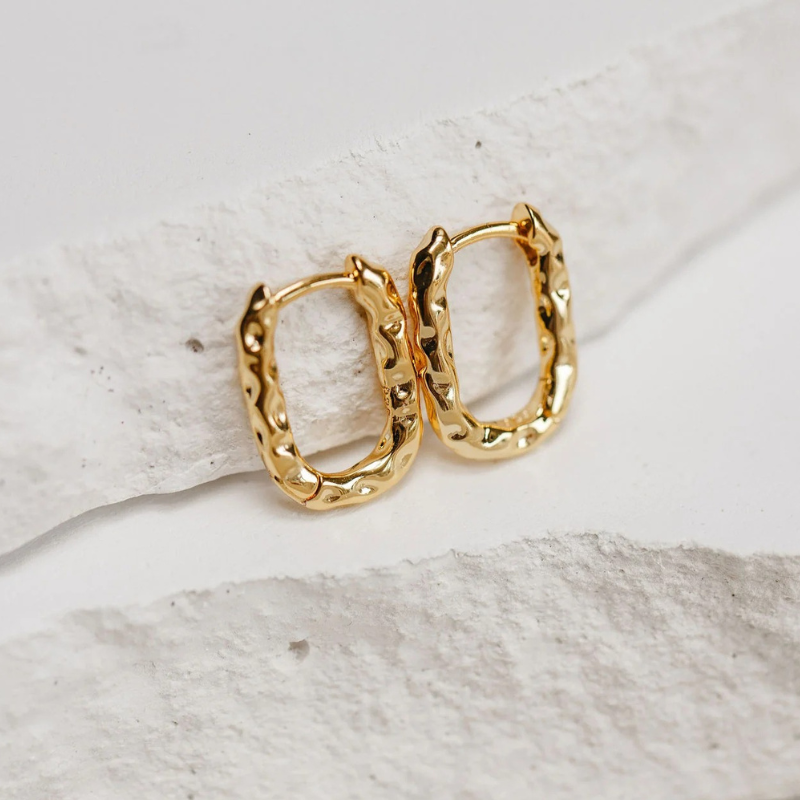 Elegant Vintage Hammered Hoop Earrings - Cari