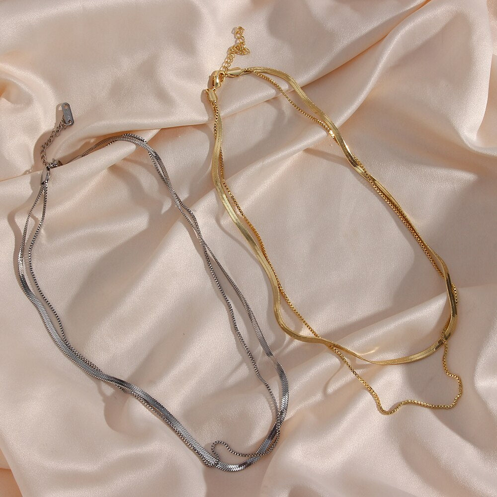 Elegant Layered Herringbone Necklace - Isa for a stylish look