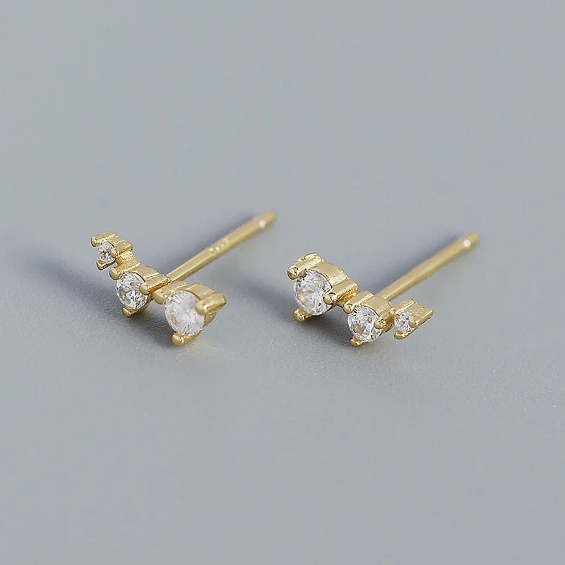 Elegant Three Mini Zirconia Earrings - Sandy