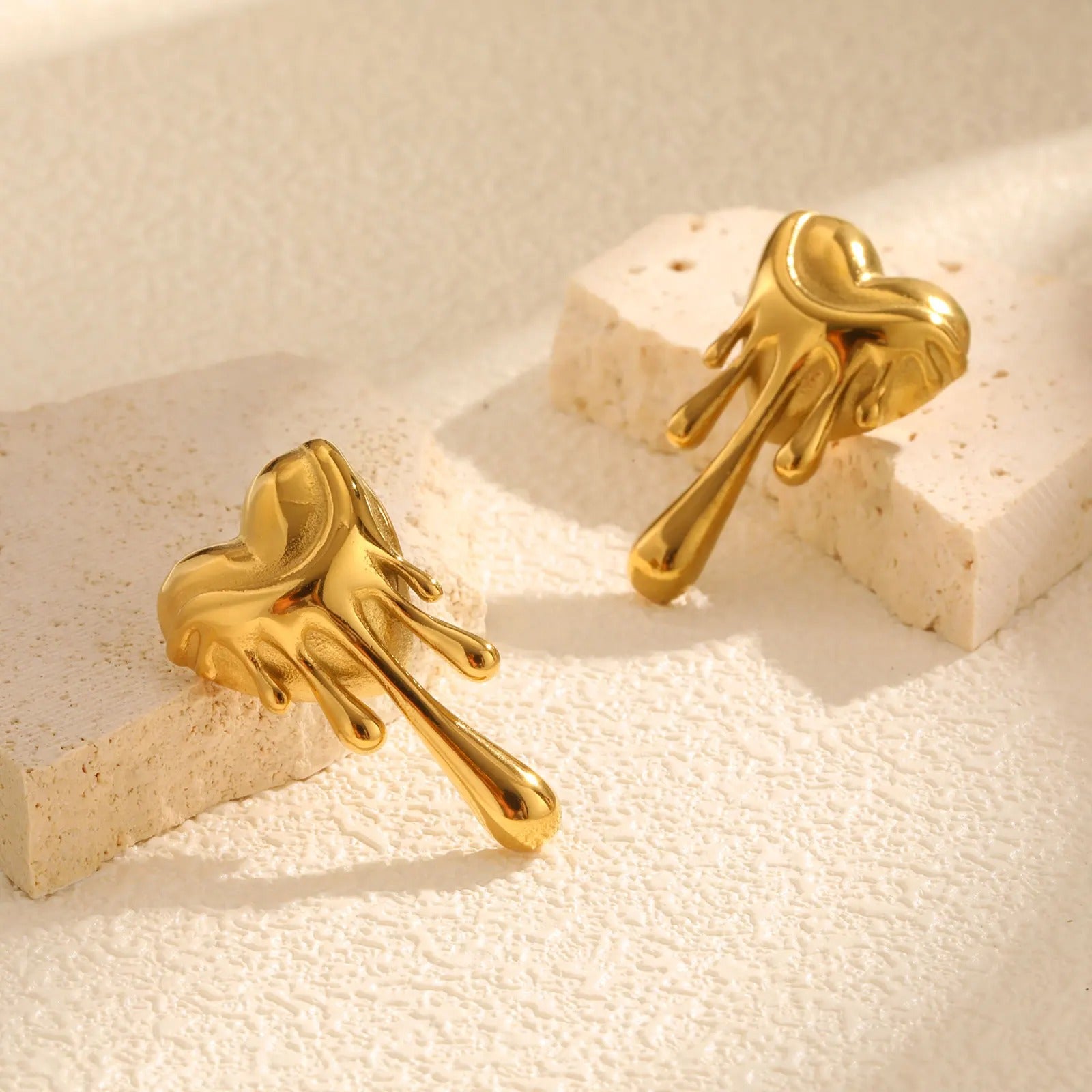 Felicia Gold Plated Melted Heart-Shaped Earrings for a Stylish Look