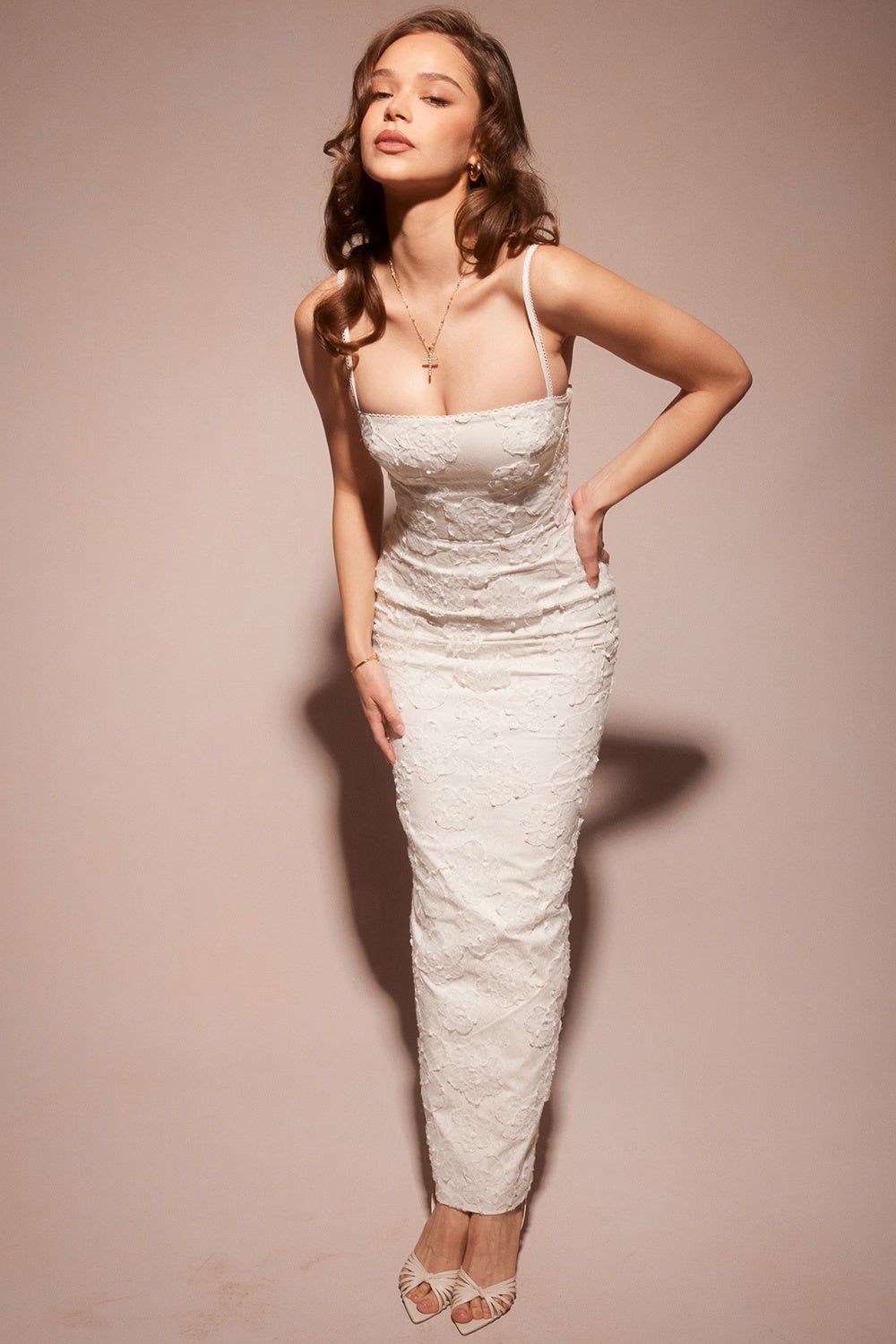 Eva Blue Floral Lace Maxi Dress