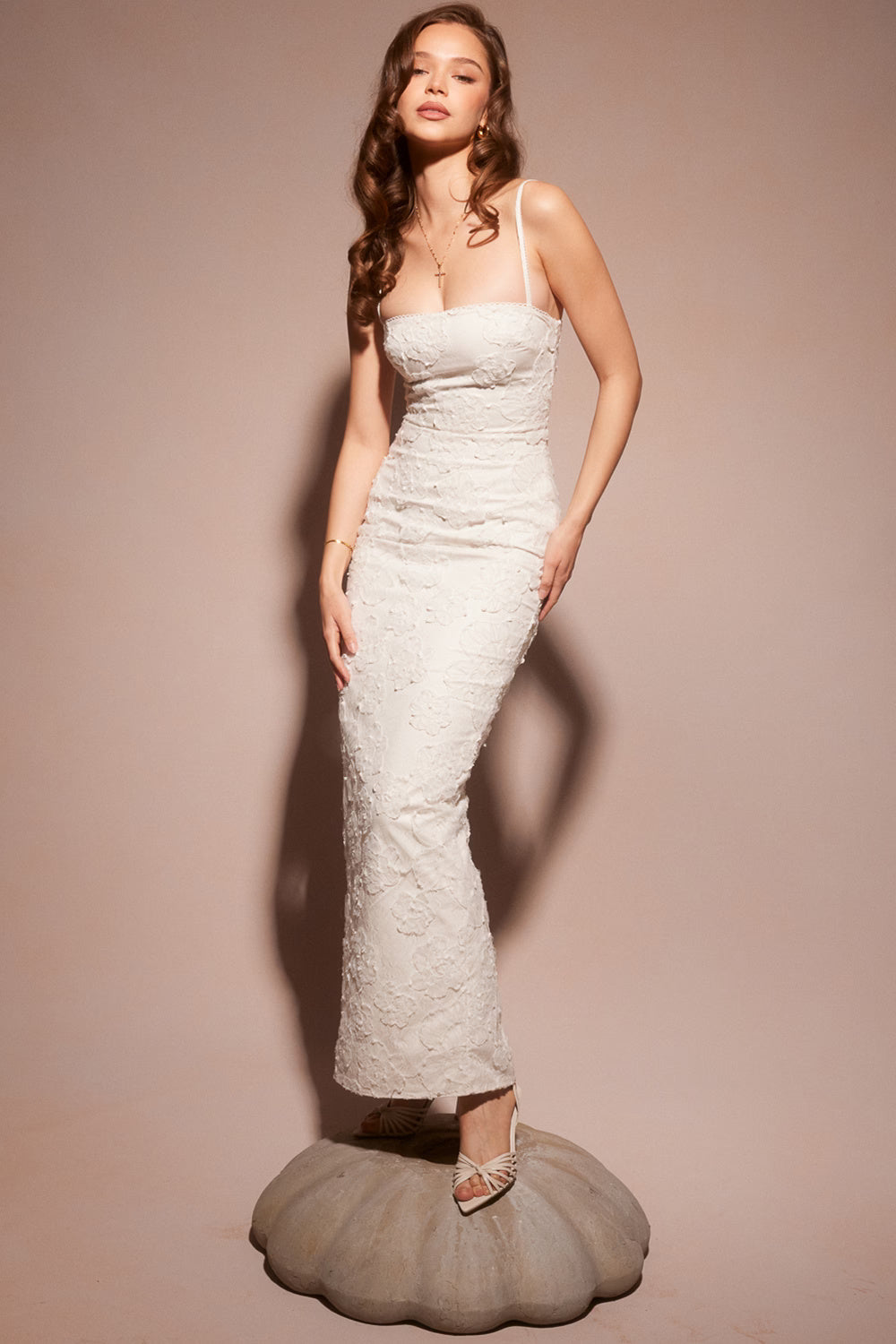 Eva Blue Floral Lace Maxi Dress