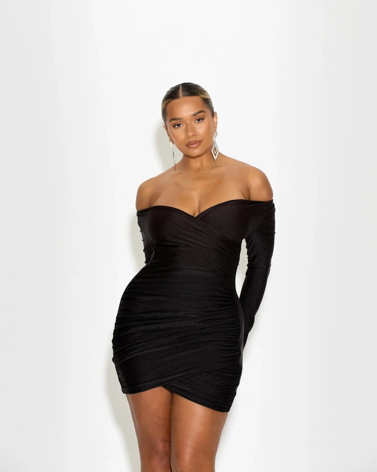 Anne Ruched Bardot Dress