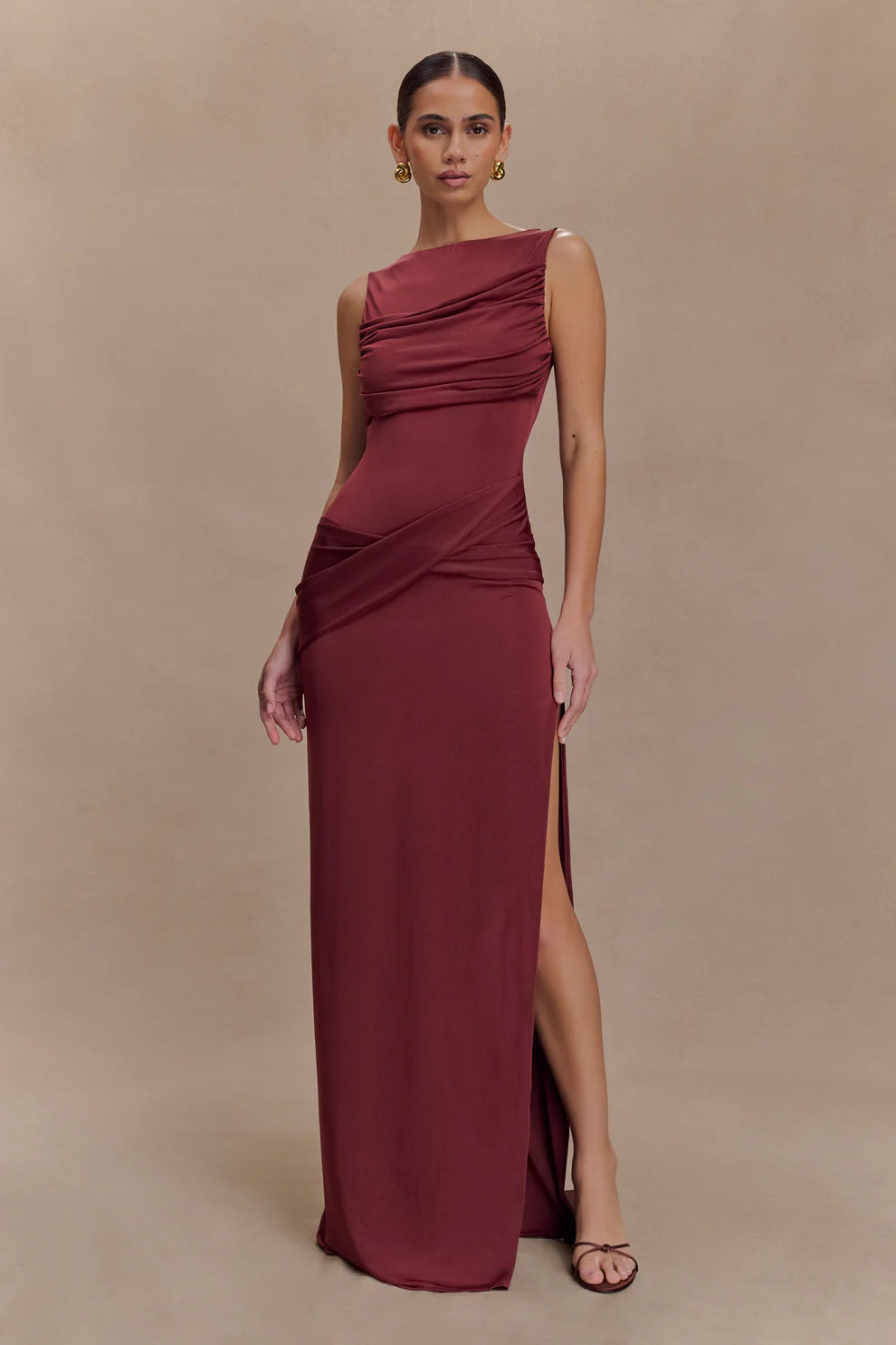 Anastacia Slinky Drape Maxi Dress