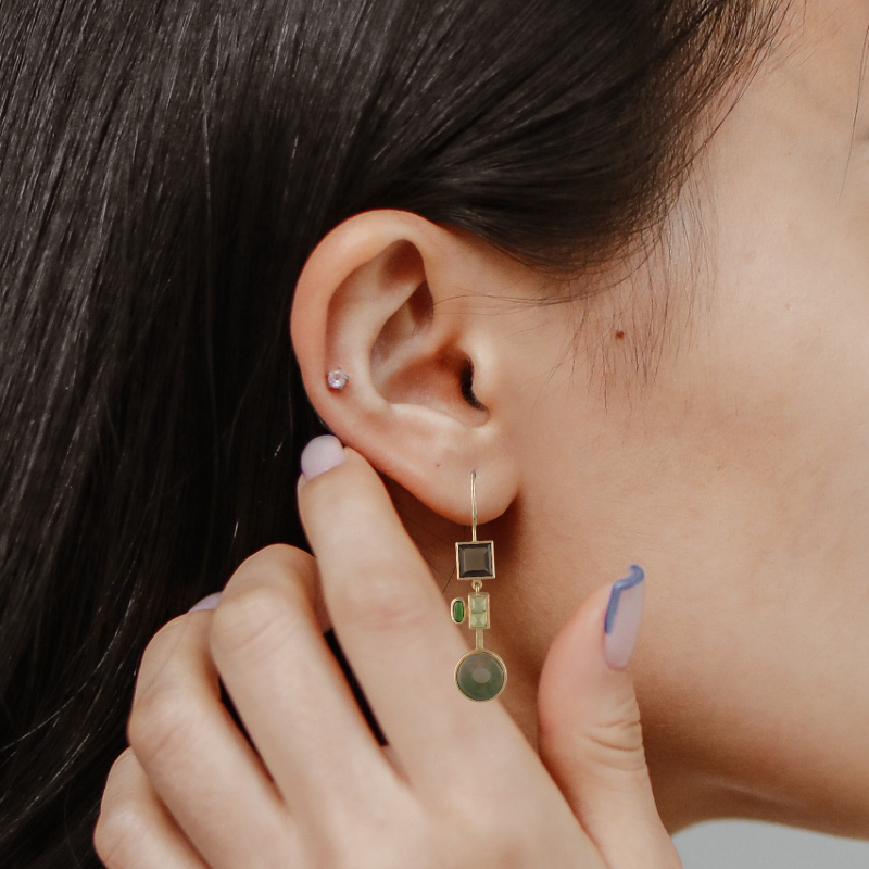 Elegant Drop Earrings with Vibrant Colorful Stones - Ire