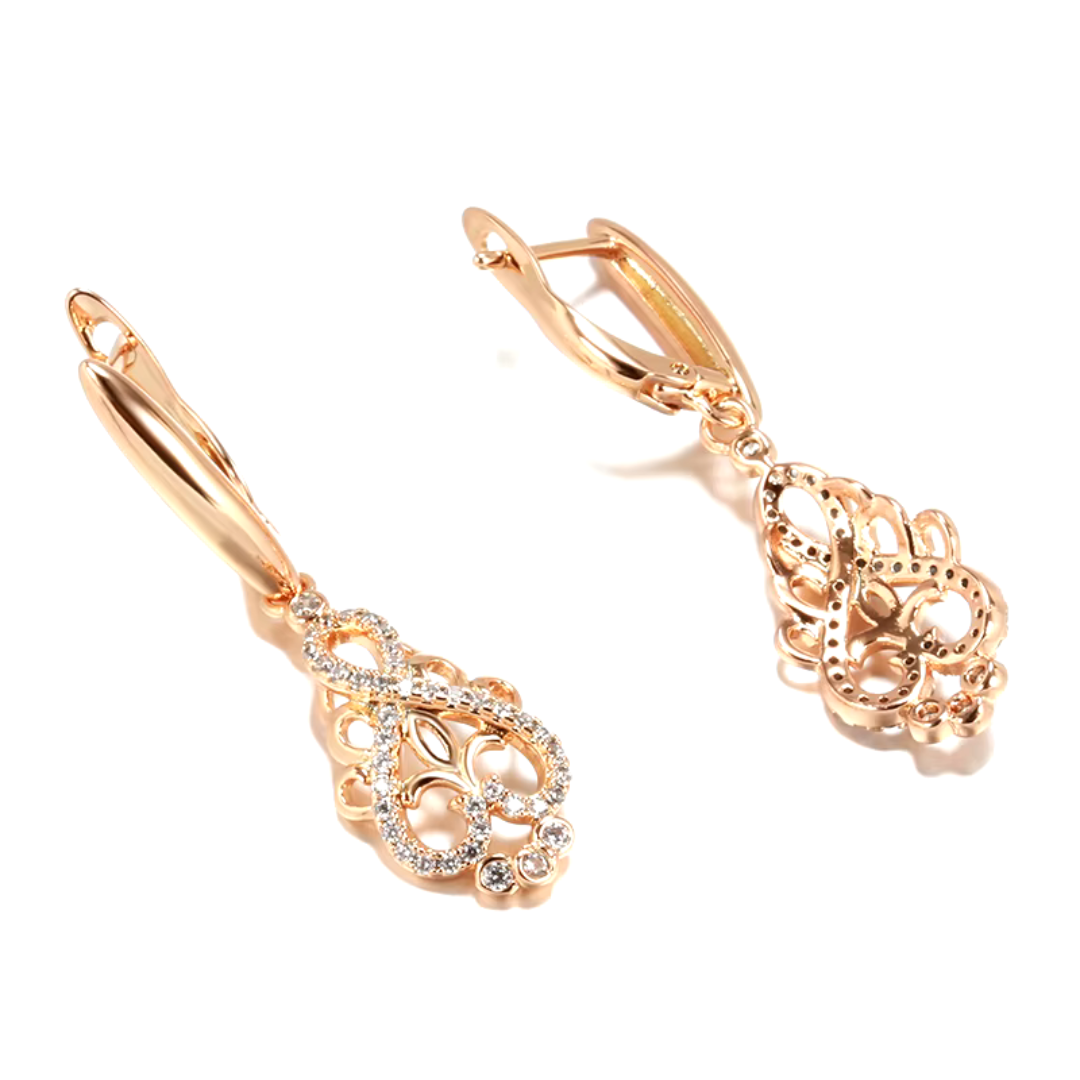 Elegant Elf Earrings with Zirconia in Gold