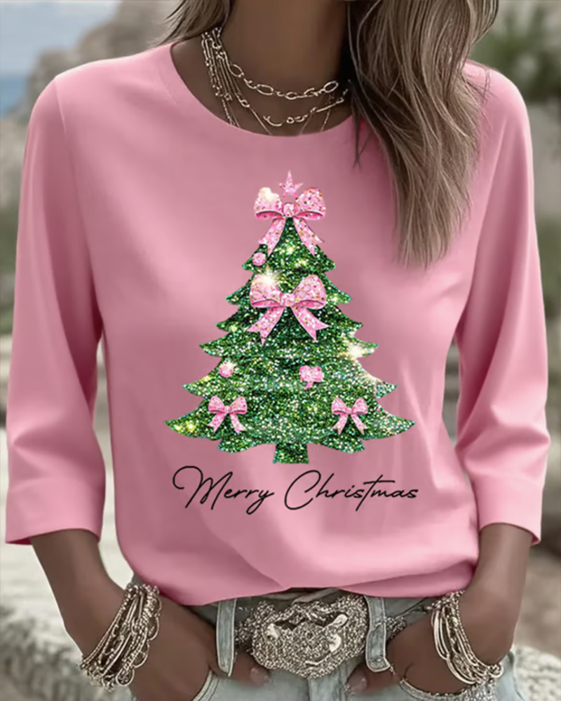 Christmas Top with Three-Quarter Sleeves
