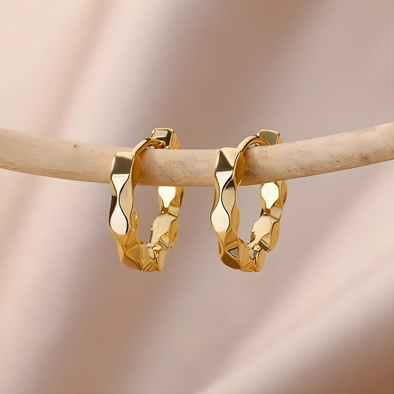 Geometric Golden Hoop Earrings - Mary