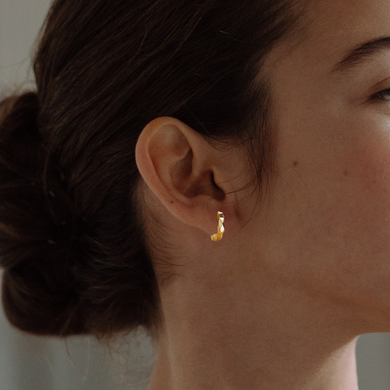 Geometric Golden Hoop Earrings - Mary