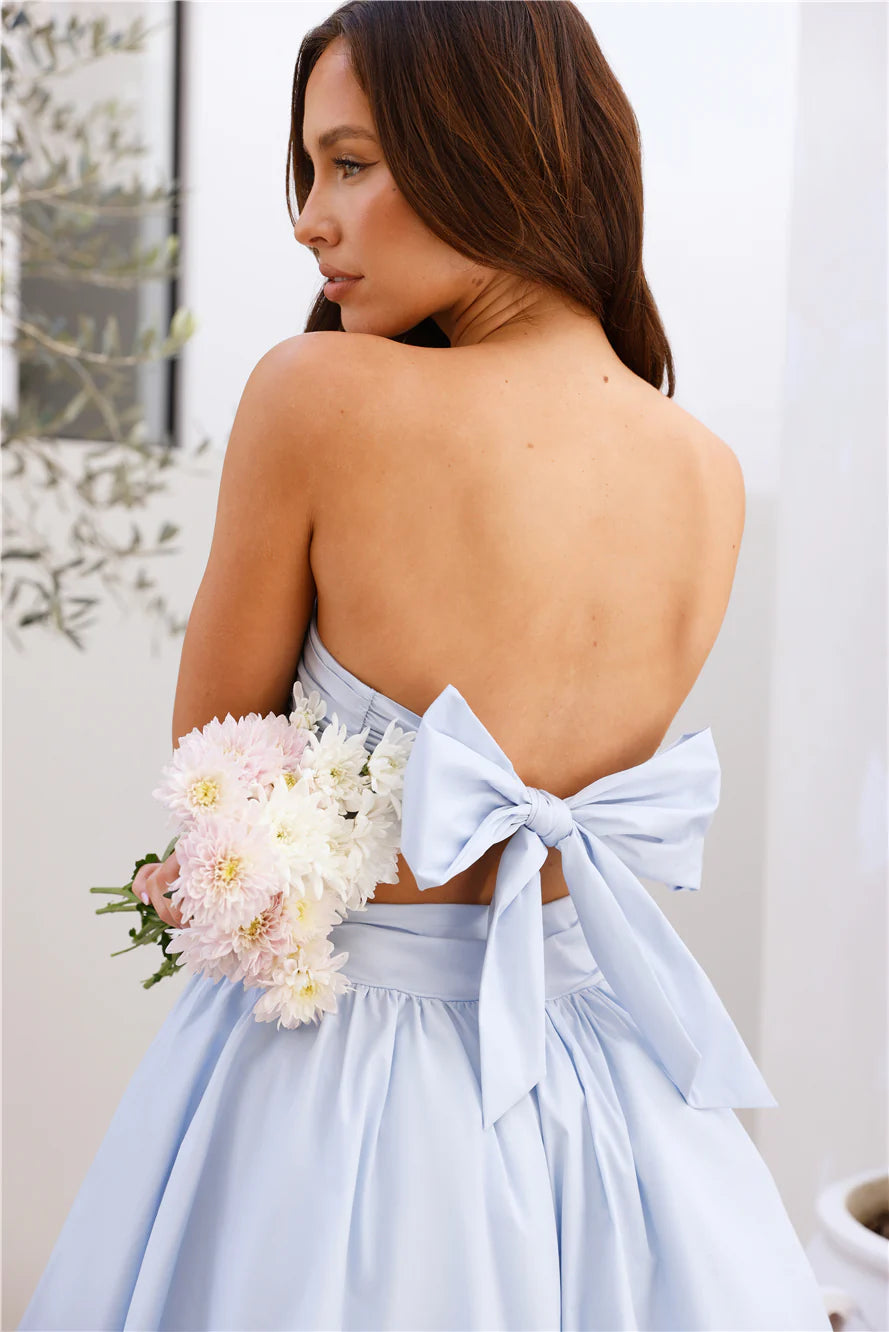 Delima Strapless Bubble Hem Mini Dress