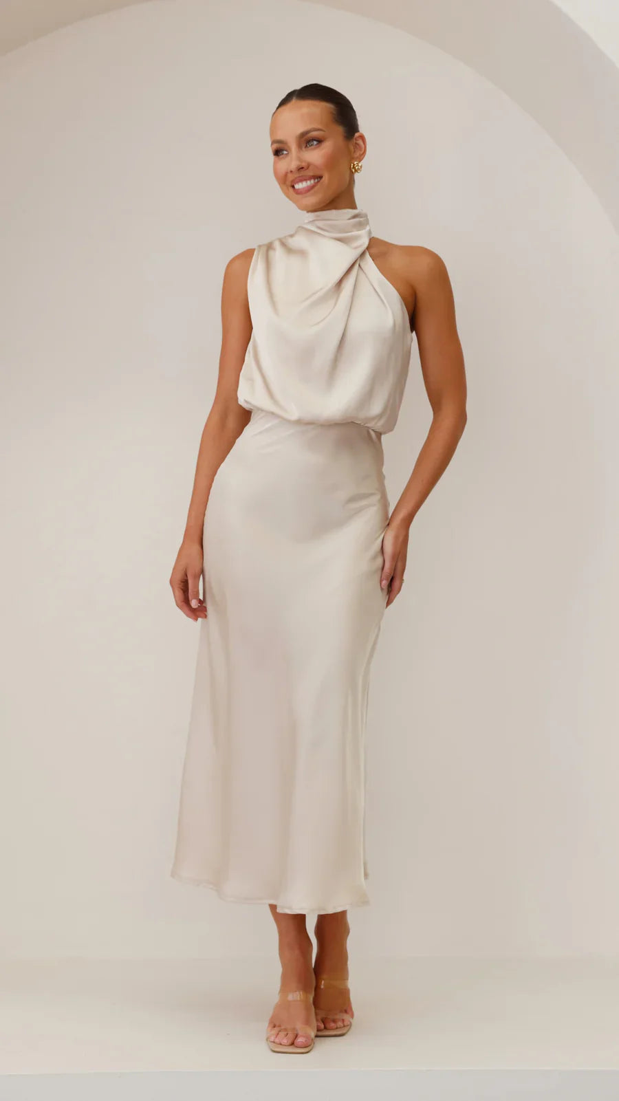 Amara Satin Couture Maxi Dress