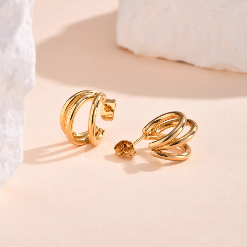 Geometric Double Layer Earrings - Mini