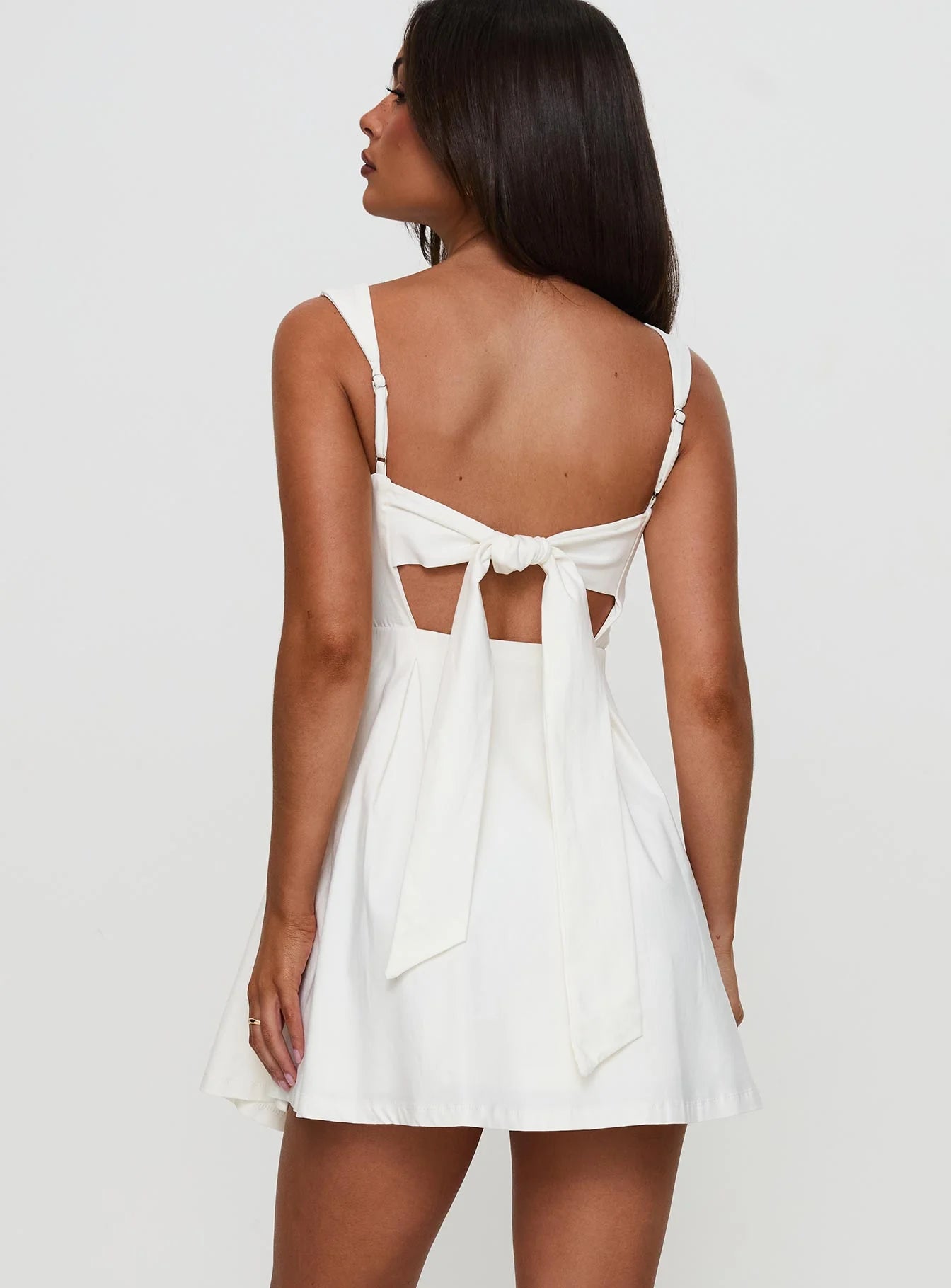 Melanie Pleated Bow Mini Dress