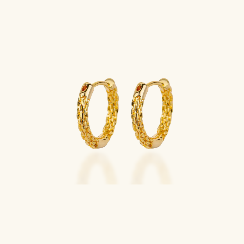 Stylish Luxury Gold Chain with Hoop Earrings - Ava
