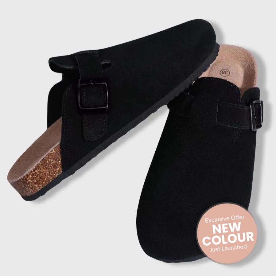 Evergreen Closed Round Toe Suede Clogs