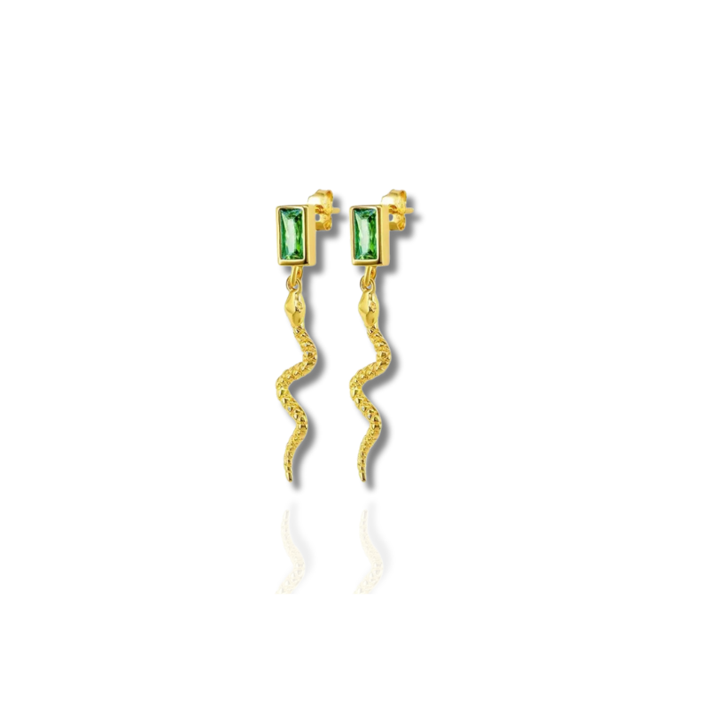 Stylish Snake Earrings with Sparkling Cubic Zirconia - Penelope