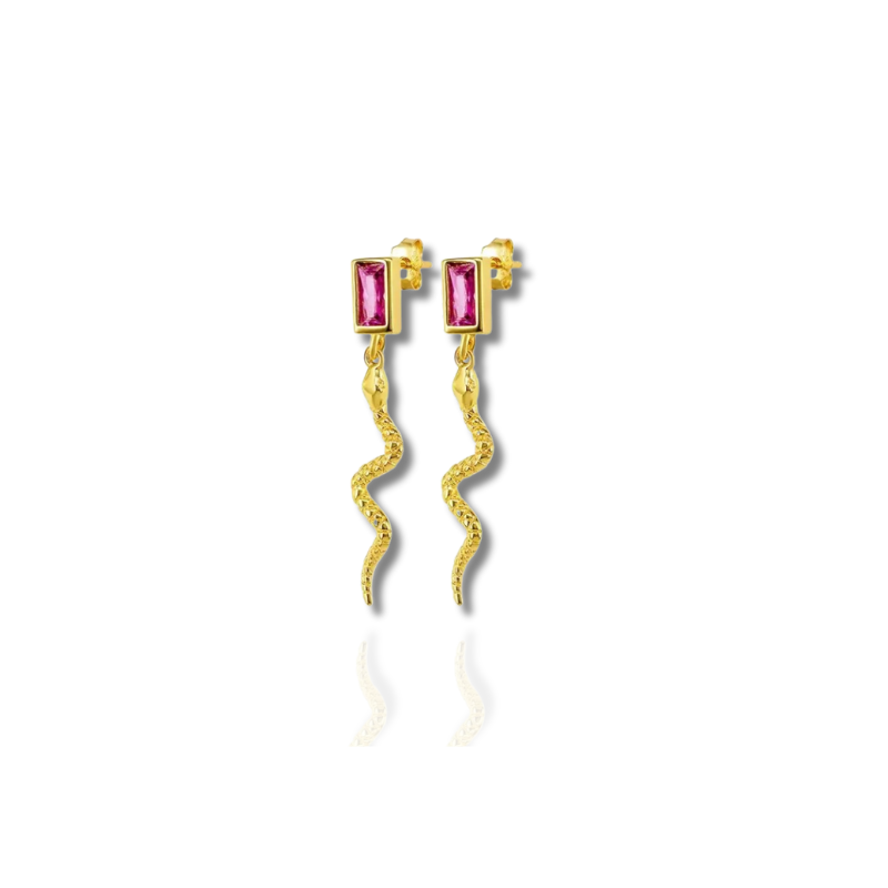 Stylish Snake Earrings with Sparkling Cubic Zirconia - Penelope