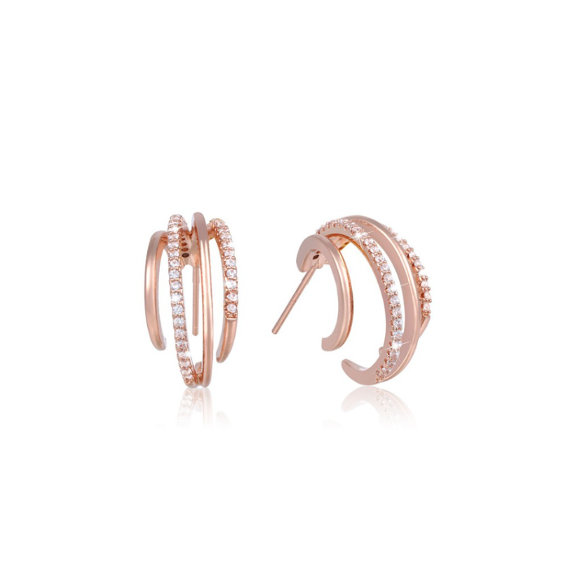 Stylish Double Hoop Earrings with Zirconia for an Elegant Look