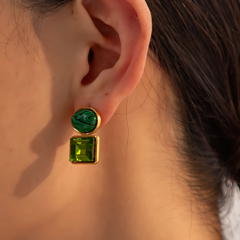 Elegant double-layer stone earrings - Cameron for a stylish look