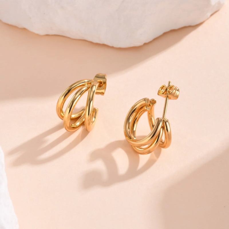 Geometric Double Layer Earrings - Mini