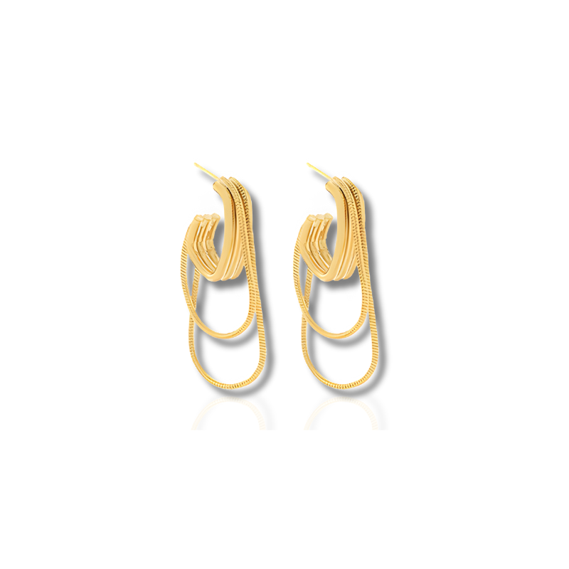 Geometric Stud Earrings with Tassel - Laura