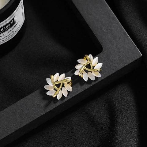 Elegant Bloom Stud Earrings with Jasmine Theme Closure