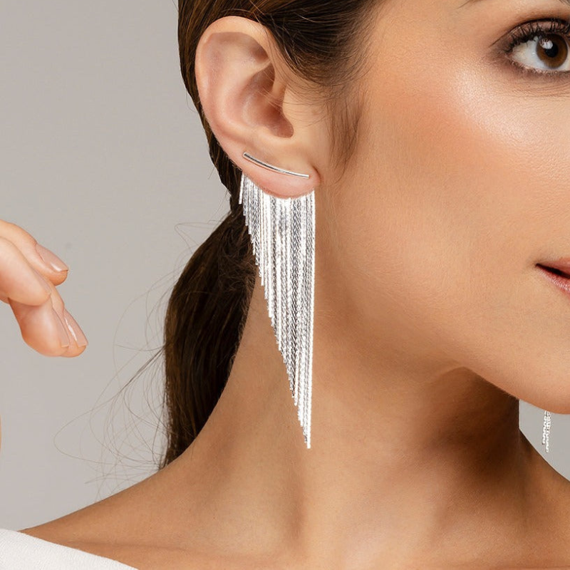 Stylish Silver Tassel Earrings - Bernice for an Elegant Look