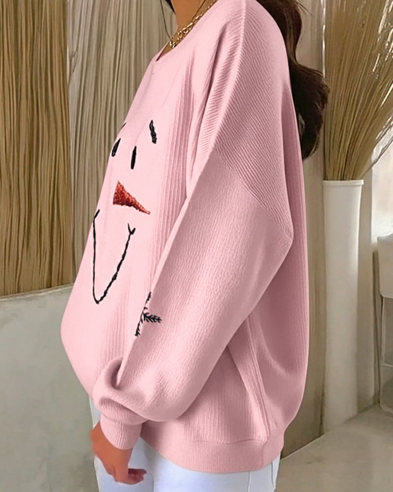 Luvtröja Snögubbe Printed Round Neck