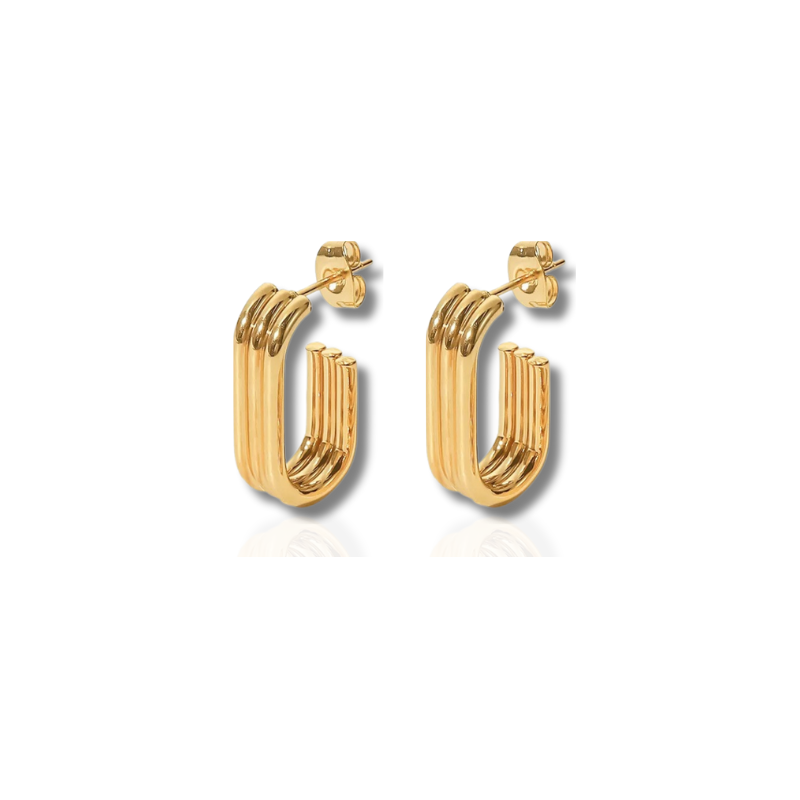 Striped U-Shaped Hoop Earrings - Nicole