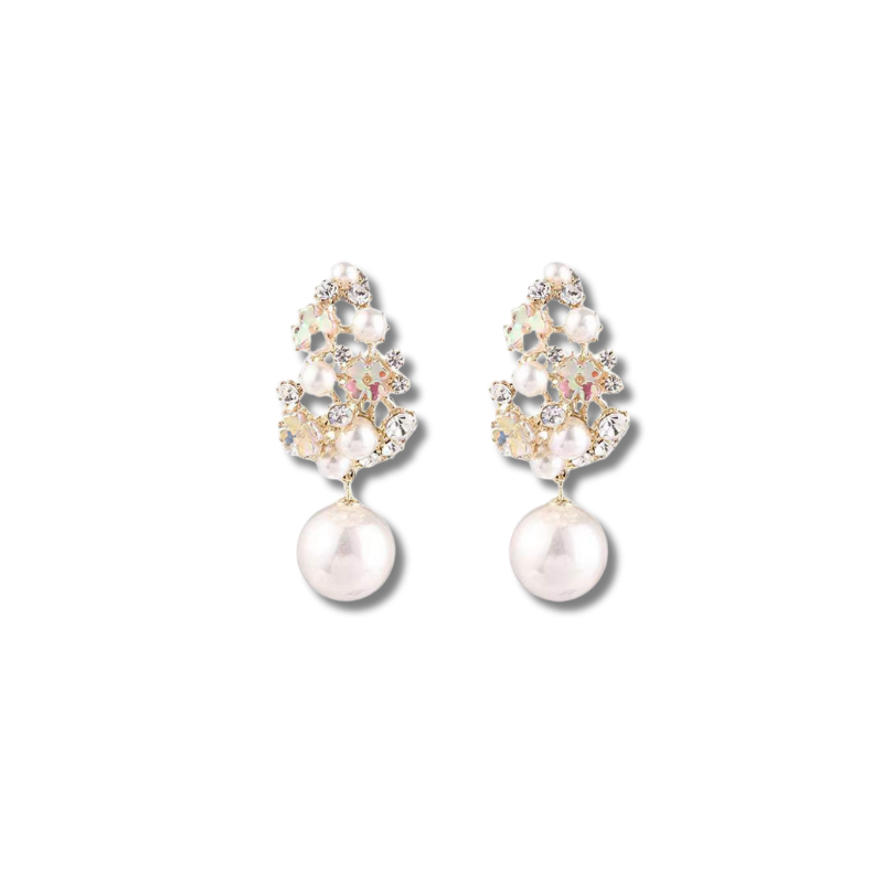 Stylish Fine Pearl Earrings with Flower Dangle for an Elegant Look - Dana