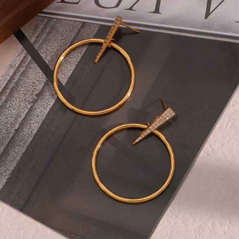 Elegant Gold Plated Round Paperclip Earrings - Megan