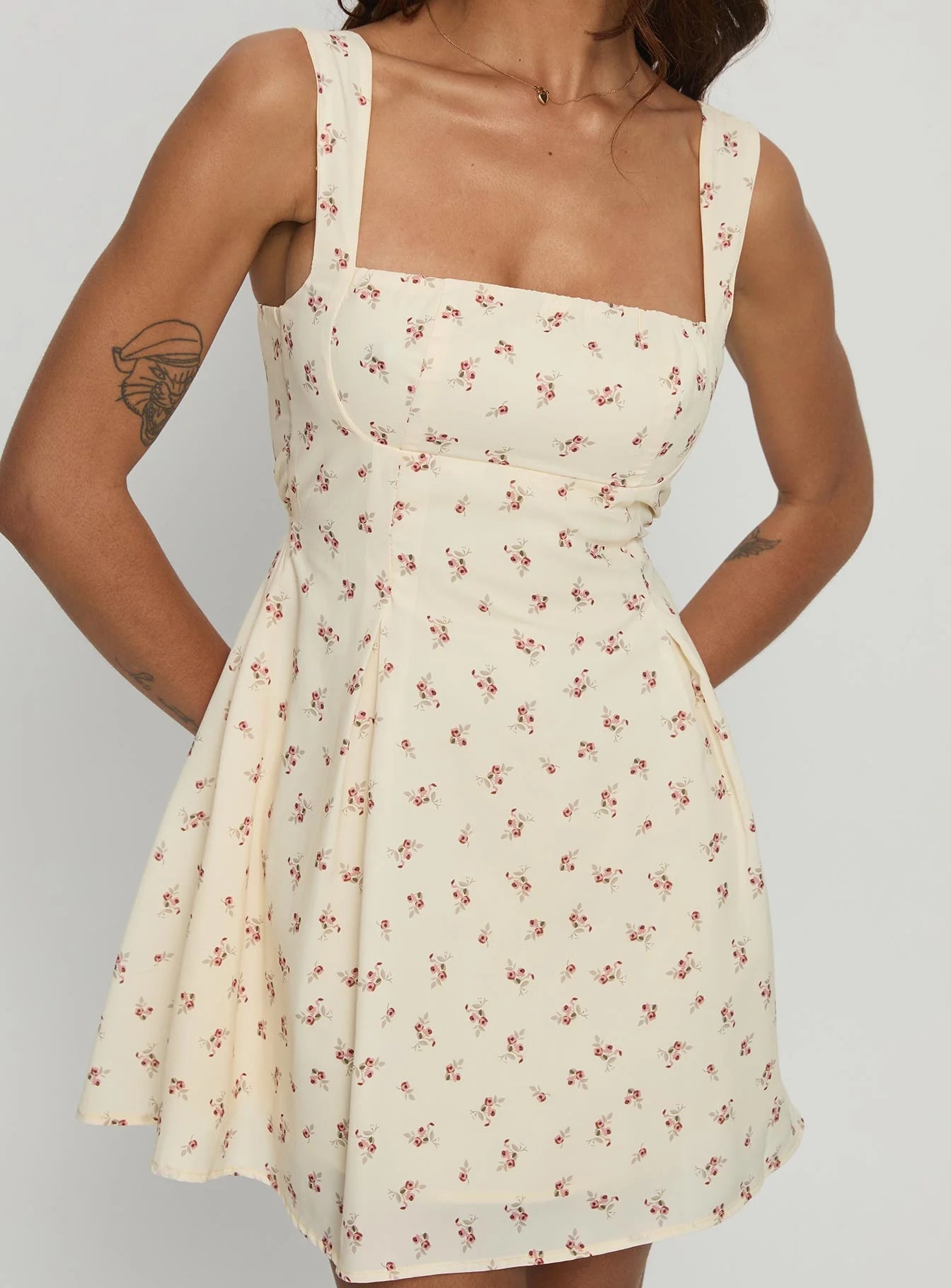 Melanie Pleated Bow Mini Dress