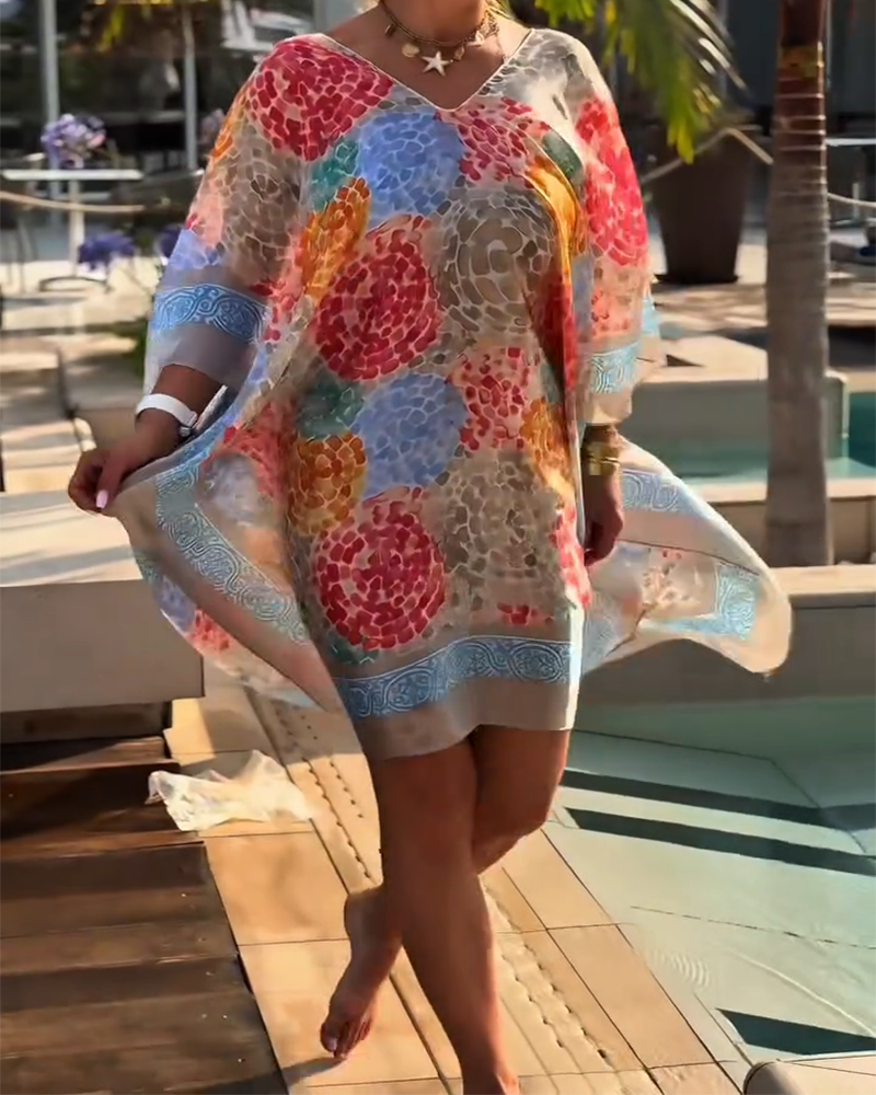 Resort Print Beach Cover-up Swimwear