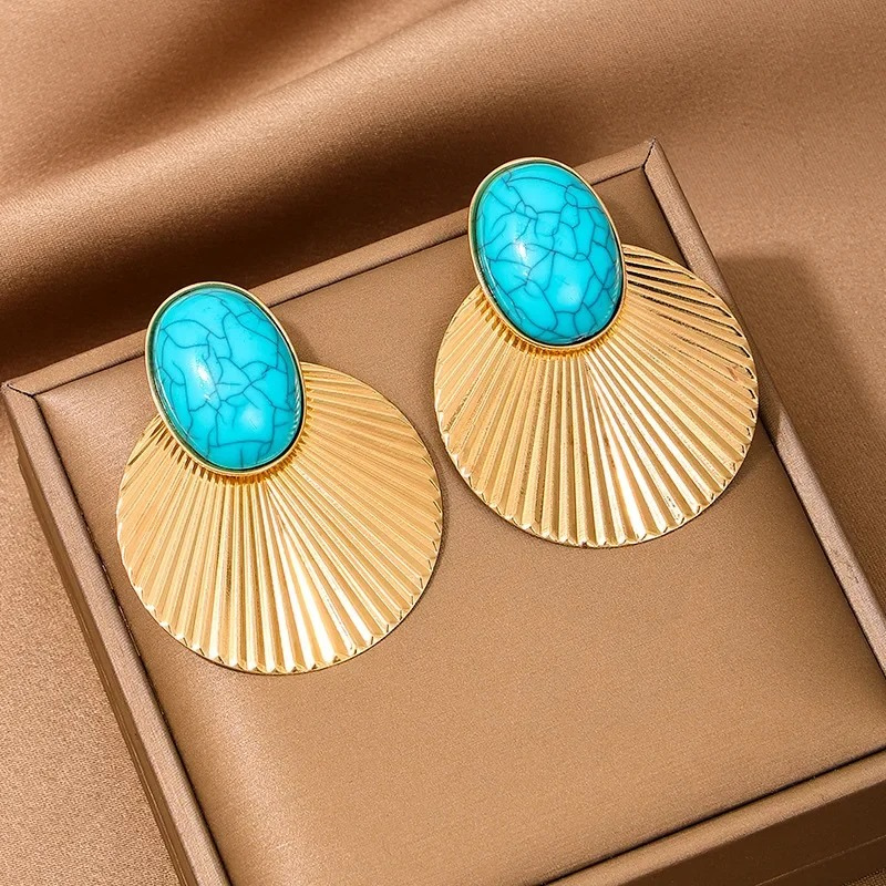 Chic turquoise clip-on earrings - Judith