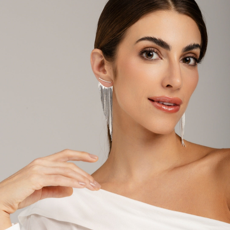 Stylish Silver Tassel Earrings - Bernice for an Elegant Look