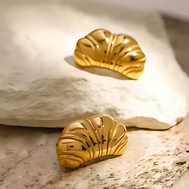 Stylish Glossy Croissant Earrings with Elegant Jasmine Accents