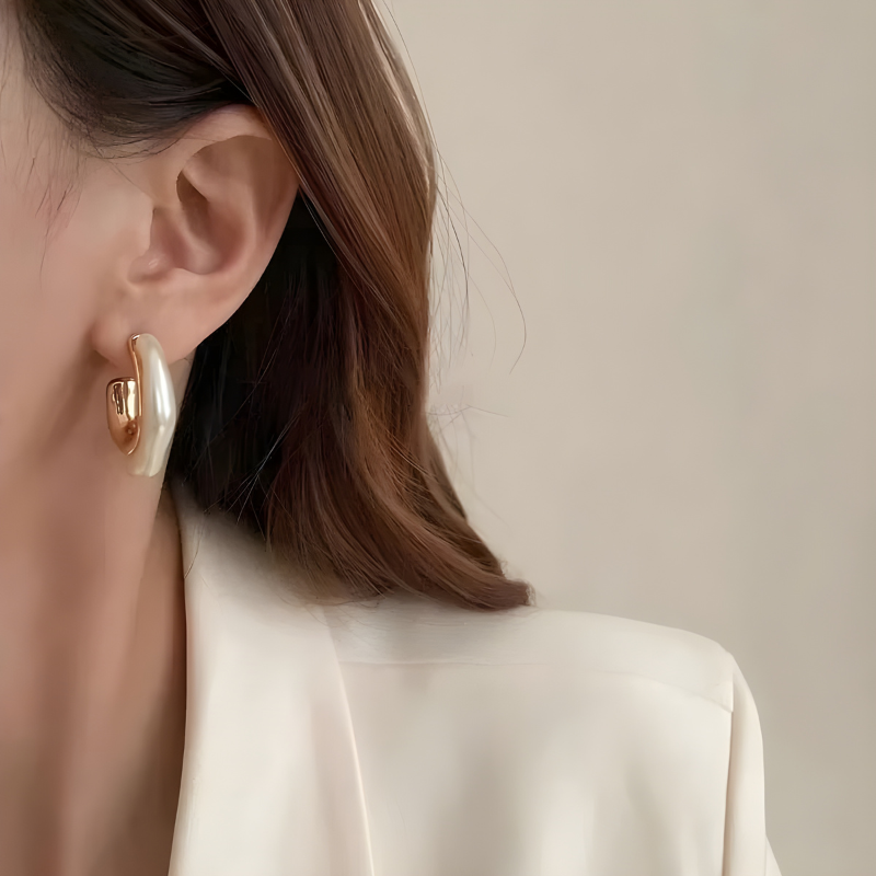 Elegant Irregular C-Shape Pearl Earrings – Eudora