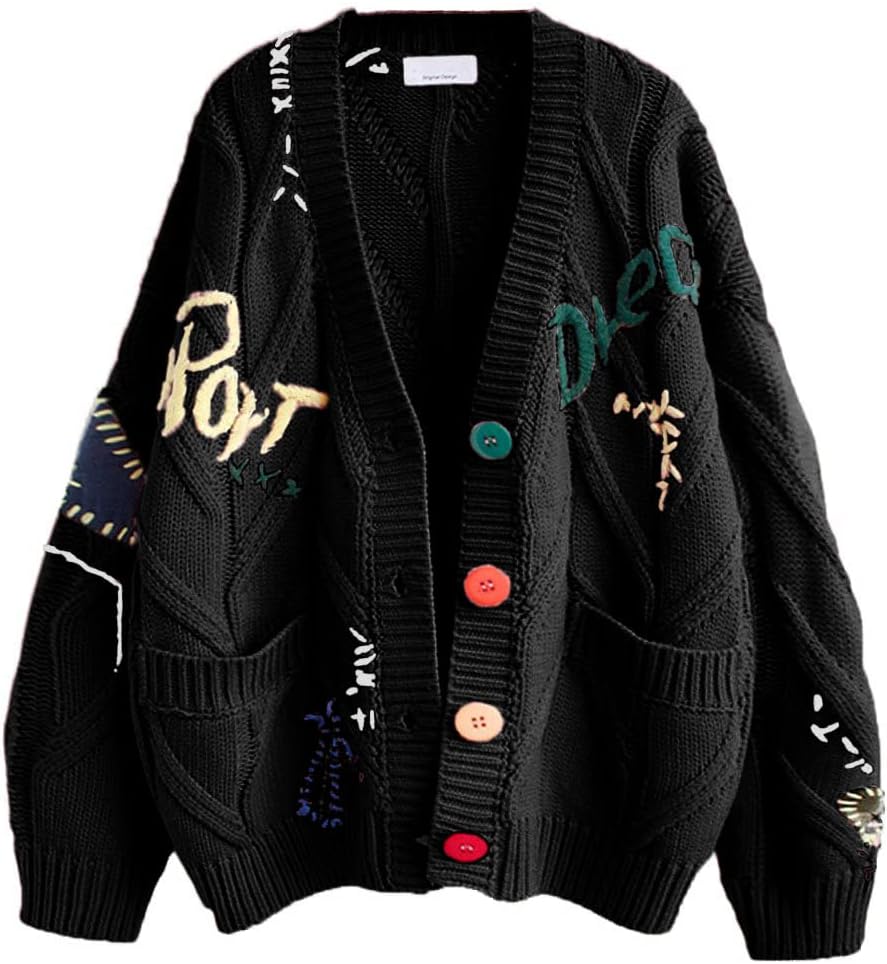 Casual Alphabet Stitch Cardigan