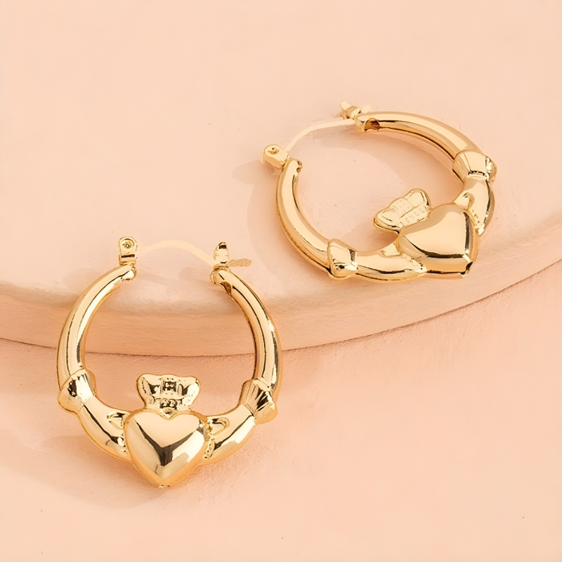 Geometric Heart-Shaped Hoop Earrings – Romy